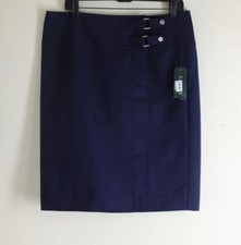 NWT Ralph Lauren Sz 12 Elegant Polished Cotton Chic Buckle Pencil Straight Skirt
