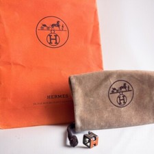 HERM S H Cube Cage d'H Pendant Authentic Silver Orange