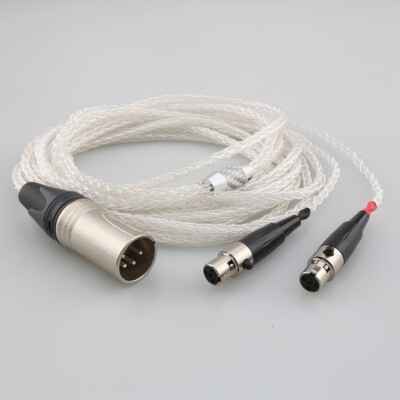 Pure Solid Silver 8Core Headphone Cable 4pin XLR Balanced Male for Audeze LCD-2