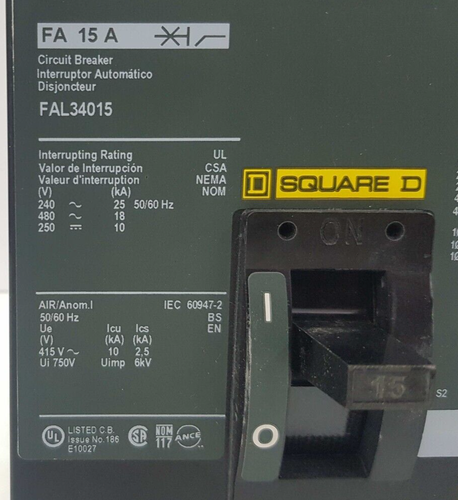 SQUARE D FAL34015 3-POLE CIRCUIT BREAKER - Picture 3 of 13