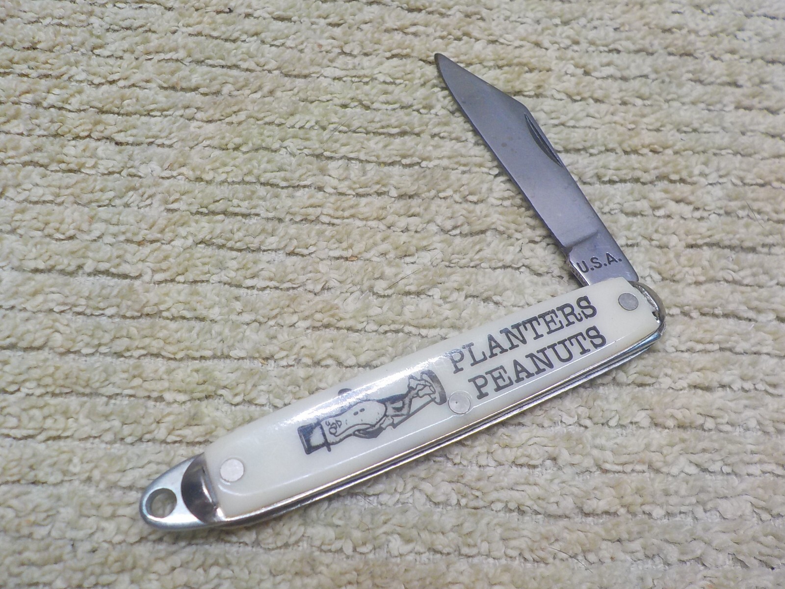 Vintage PLANTERS PEANUTS single blade folding keychain knife eBay