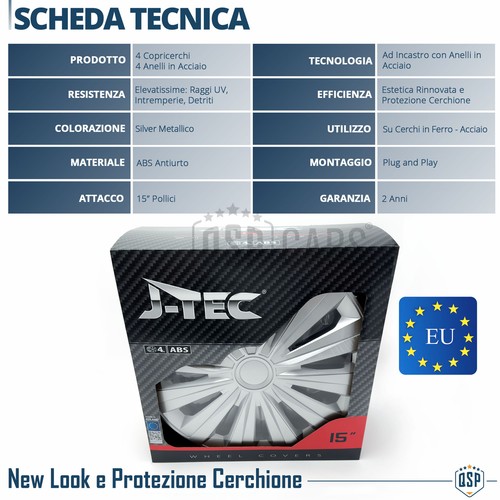 4 Copricerchi per Ford Ranger 2 15'' Pollici Coppette 12 Razze Silver MADE EU - Foto 9 di 13
