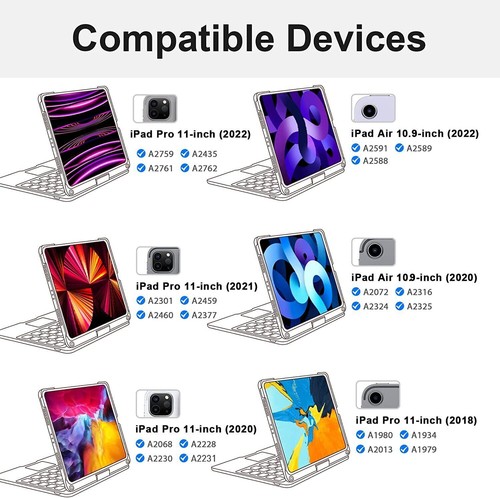 Rotate Touchpad Tastatur Hülle für iPad Air 4. 5. Generation / iPad Pro 11" 2023 - Bild 34 von 51