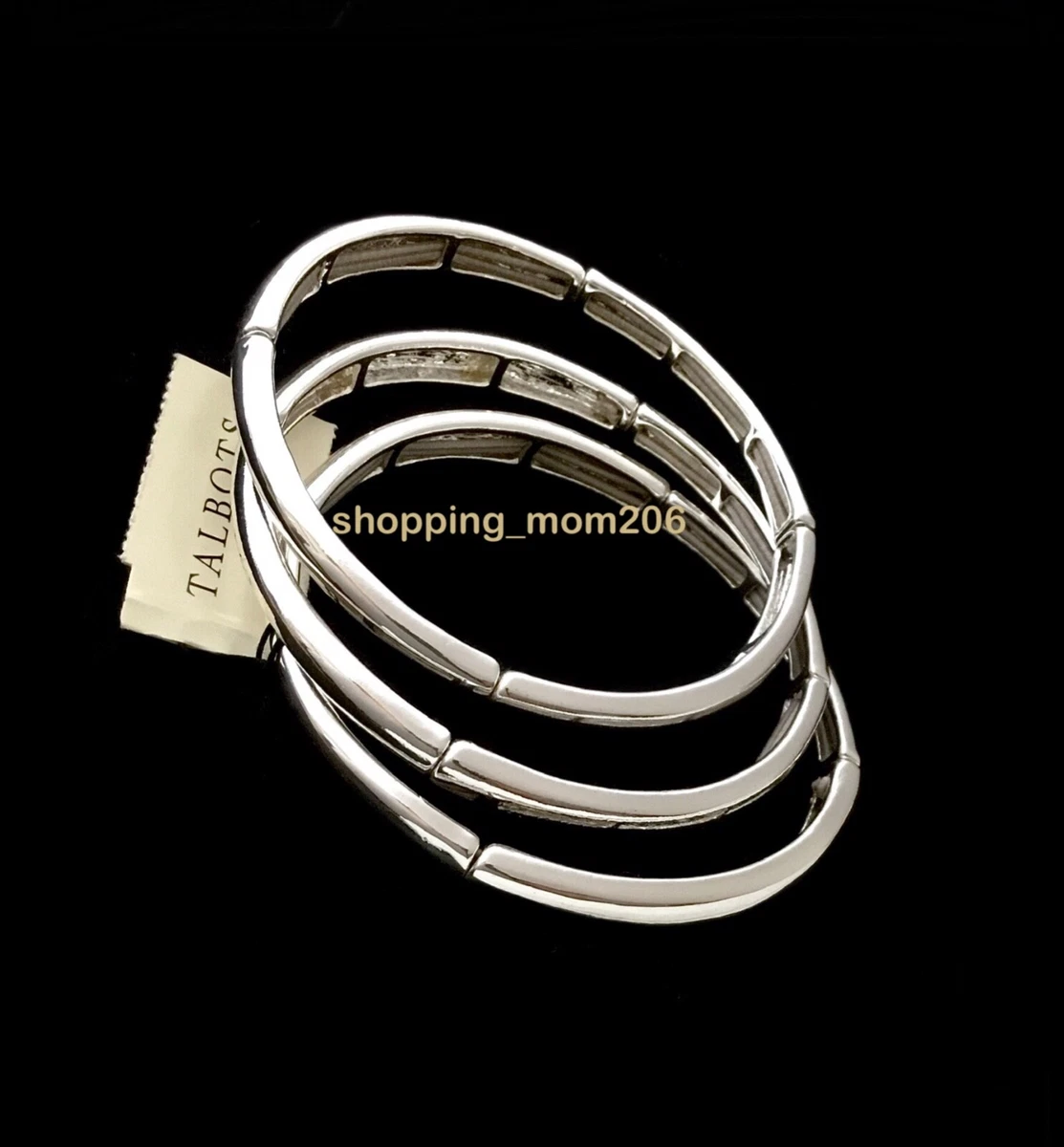 Talbots 3 Pc. Silver Tone Stretch Bracelet Set eBay