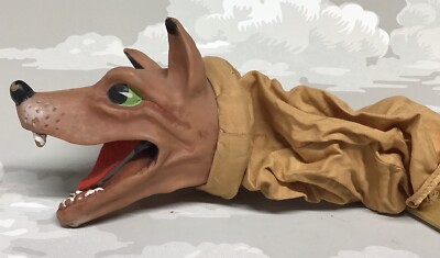 Vintage Wolf Head Hand Puppet Rubber Felt Tongue From Little  Red Riding Hood
