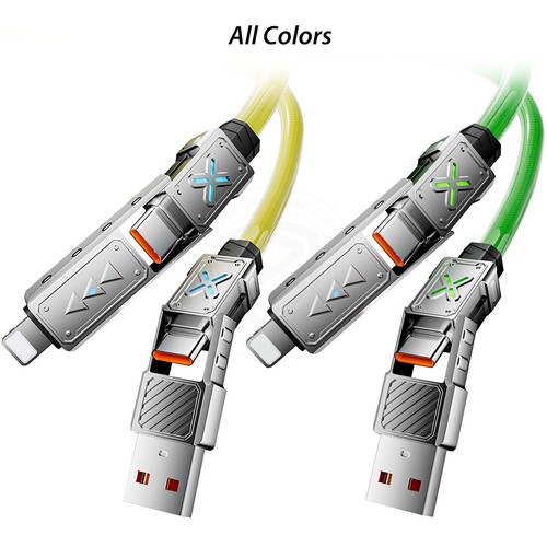 Charger Cable PD240W USB A Type C to C Light 4 in-1 For Apple Samsung Google TAB - Picture 2 of 12