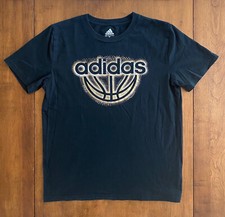 ADIDAS SHORT SLEEVE GRAPHIC BASKETBALL T-SHIRT Pull On BLACK Youth Boys M 10-12