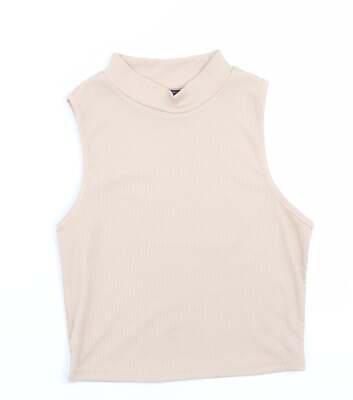 Shein Damen schwarz Polyester Basic Tank Größe 8 hoher Ausschnitt