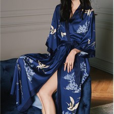 Women Japanese Kimono Coat Long Bathrobe Top Loose Yukata Outwear Floral Print