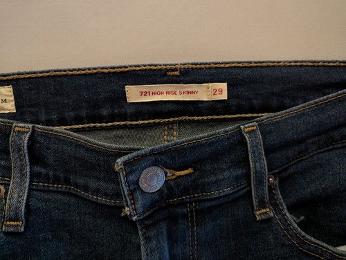 Women's Levi's 721 High Rise Skinny Stretch Blue Distressed Jeans Size 11 Leg 30 - Picture 4 of 13