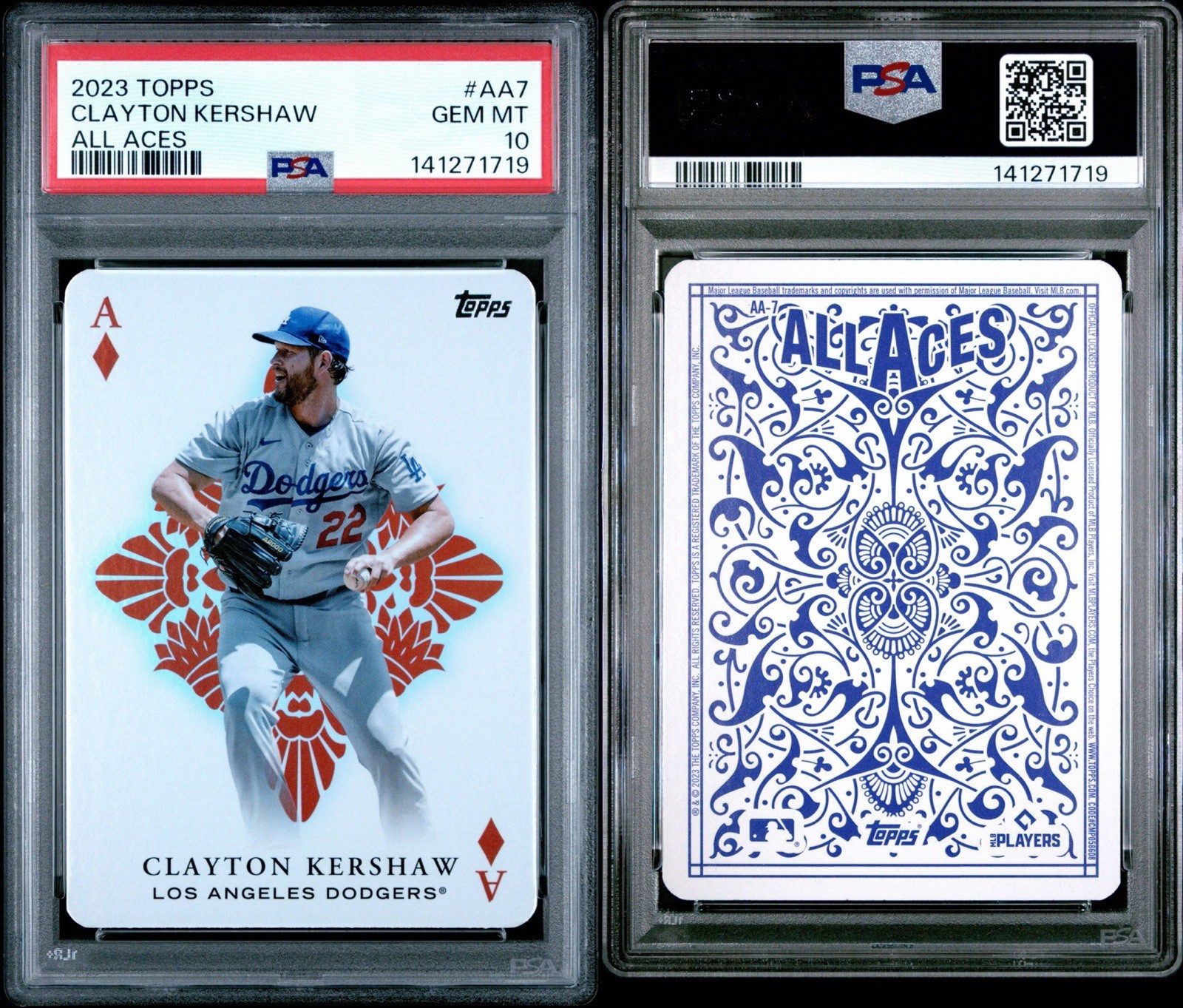 Topps 2023 Series 1 All Aces Clayton Kershaw AA-7 Dodgers PSA 10 view 3