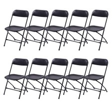 10 Pack Plastic Commercial Folding Chairs Stackable Picnic Party Black Home