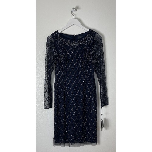 Robe De Soirée Adrianna Papell Perles épaules Dénudées - Taille 10 Noir - Longue - Neuf Avec étiquettes
