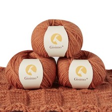 100 Merino Wool Yarn, 3 Ply Luxurious Soft, Hand Knitting, Amber, 3 Balls