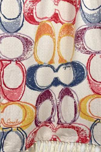 NWT COACH Poppy Dream Signature Scarf, Multicolor, 68" x 8", Tassels, Comfy - Picture 6 of 6