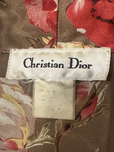 Christian Dior Vintage Long Dressing Robe Flowers Belt & Sash Tie Sz M Glamorous - Picture 8 of 9