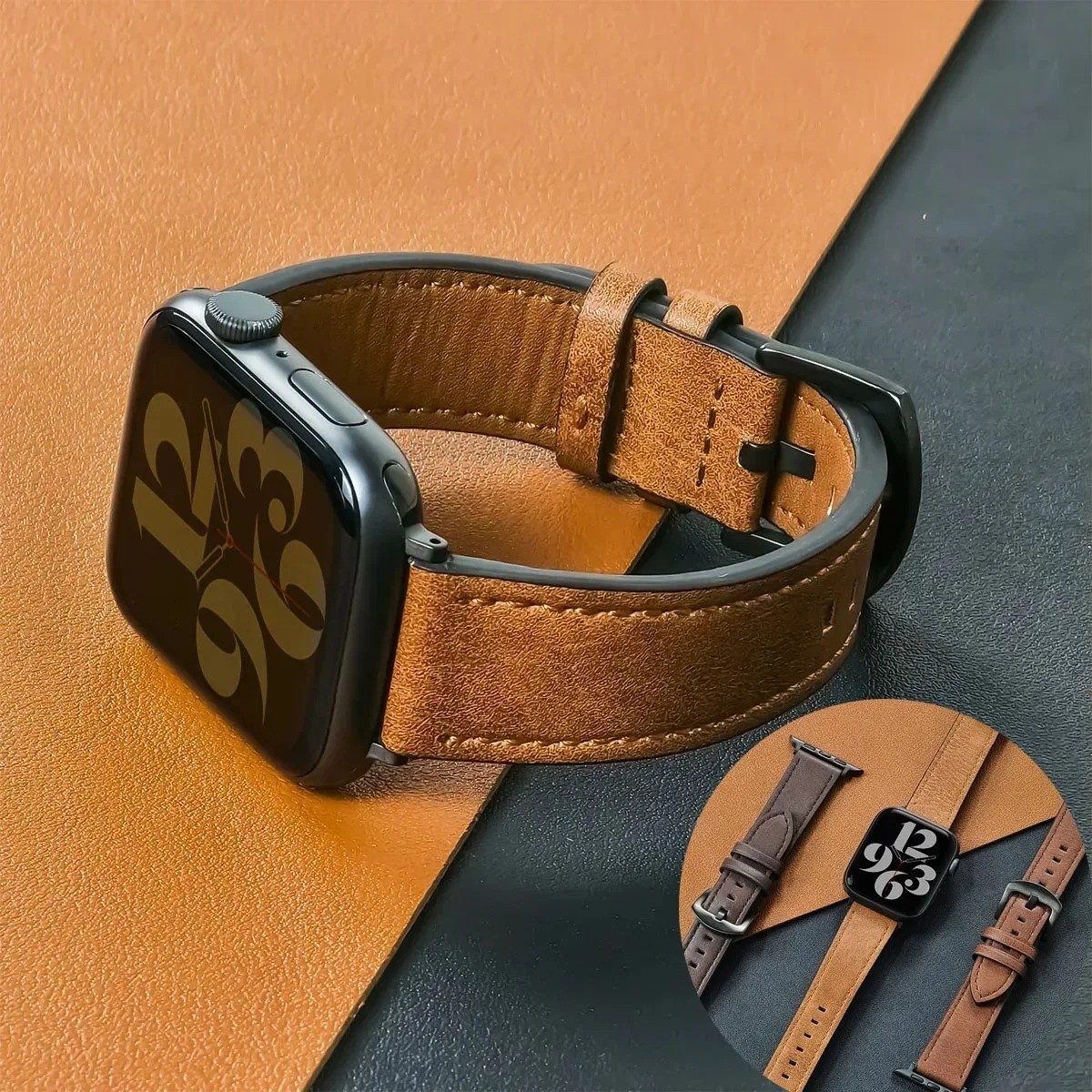 Genuine Leather Strap Watch Band for Apple Watch Series 11 10 9 8 7 6 SE 38-49MM