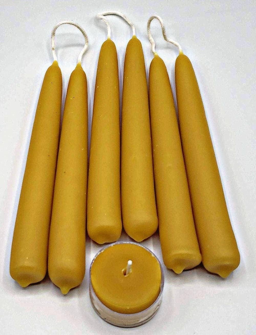 3 Pairs, 6 x 3/4 INCH Beeswax Tapers (6 Candles) - with one 