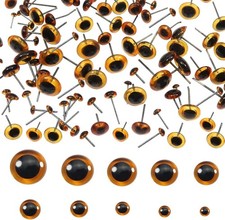 100pcs Deep Brown Glass Eyes Assorted Sizes for Crafts Sewing