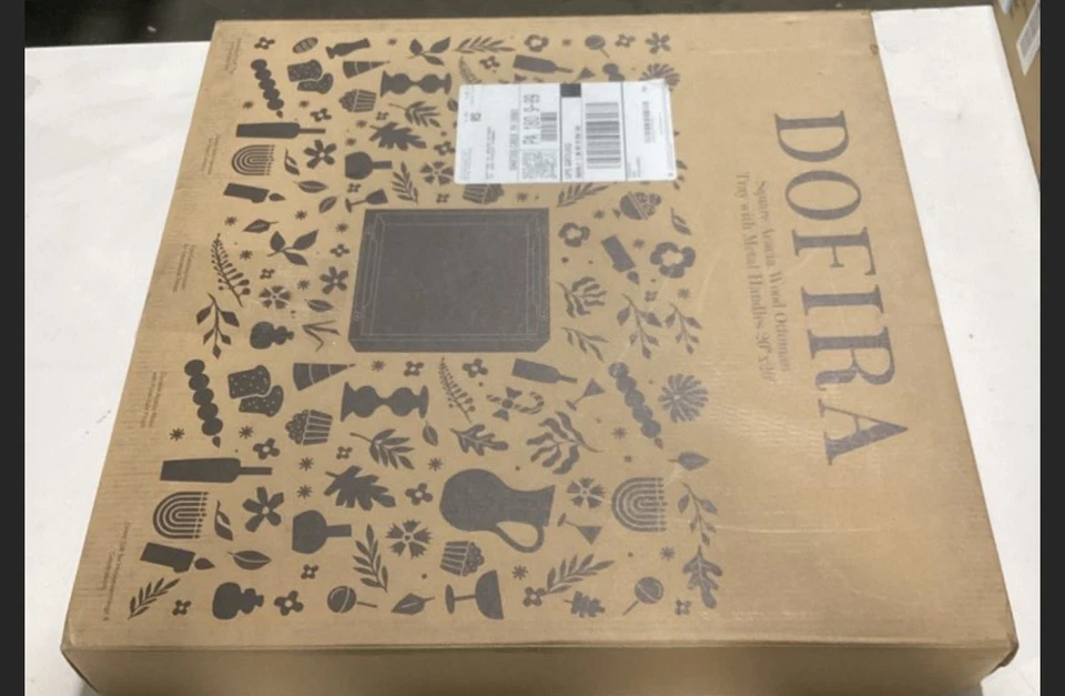 Bandeja otomana grande: madera de acacia cuadrada de 20" x 20" x 2,5" mango negro 04 Foto 2 de 2