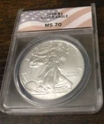 2015 American Silver Eagle Coin Flag Core MS70 ANACS