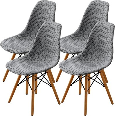 Stuhlabdeckungen Esszimmerstuhlbezug Mid Century Modern Hellgrau 4 Stück