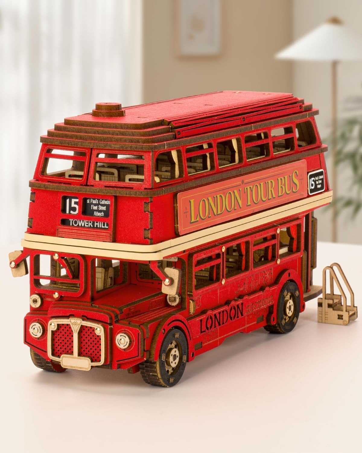 ROWOOD 3D Wooden London Tour Bus Puzzle Kit - Creative Gift for Adults