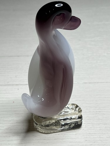 Statuina anatra ombreggiata viola soffiata a mano La Serenissima Murano vintage 5,5" - Foto 3 di 4