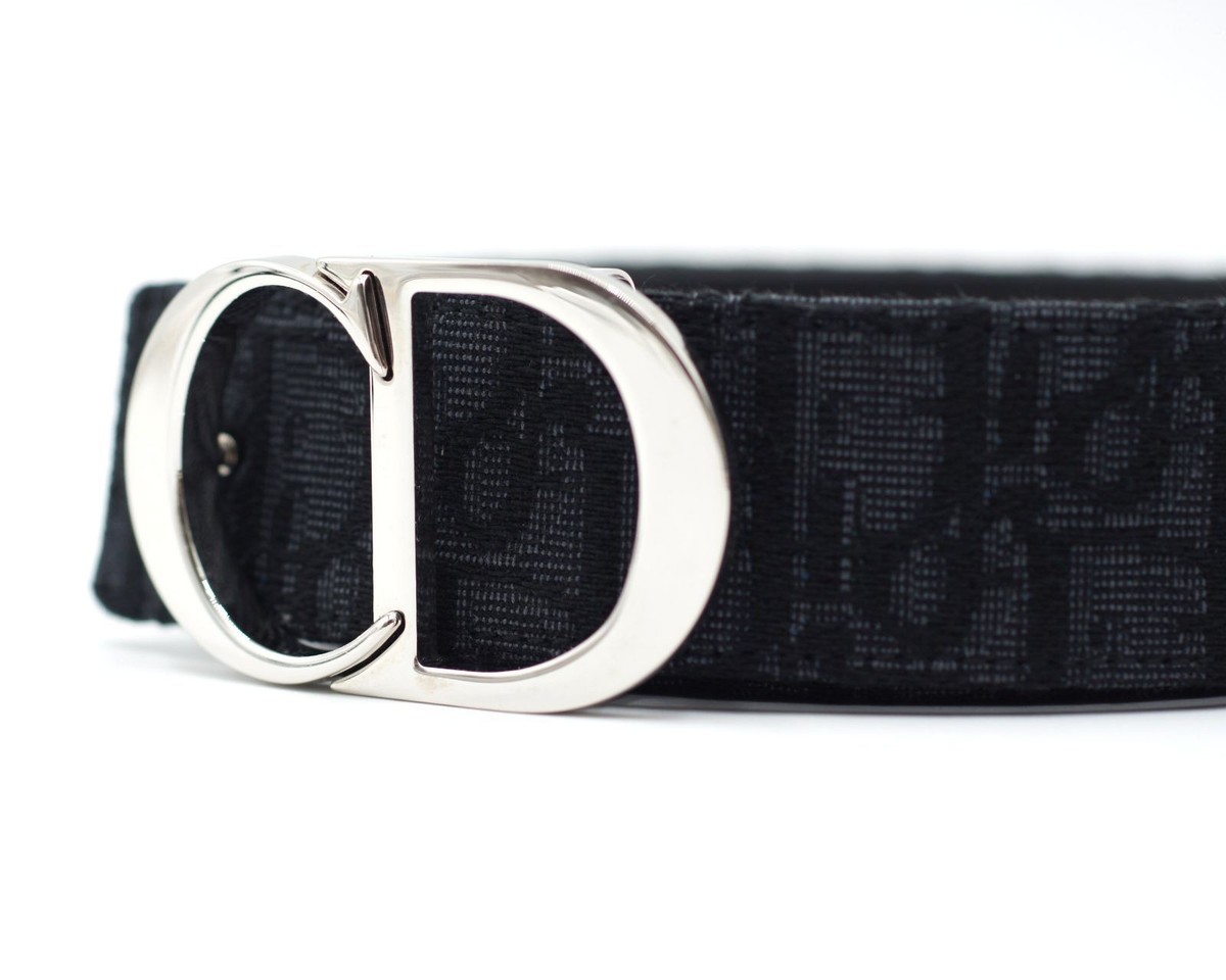 DIOR CD buckle oblique jacquard leather reversible navyblack gold