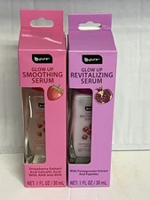 b Pure Glow Up . Renewing Serum Strawberry . Revitalizing Pomegranate Extract 