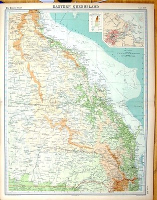Old Times Karte 1922 Eastern Queensland Australien Plan Brisbane Palmers 20th