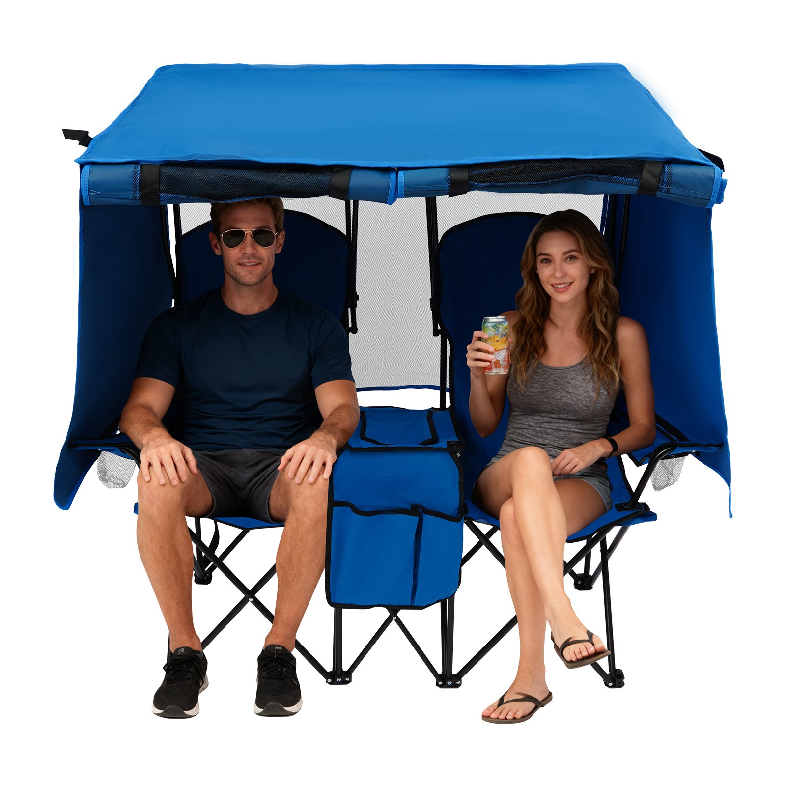 Foldable Picnic Beach Camping Chair With Canopy Shade Outdoor Folding Chair