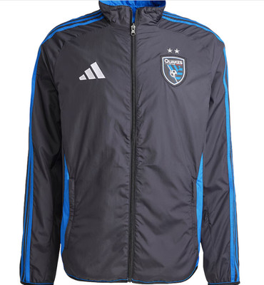 San Jose Earthquakes adidas 2025 Anthem Reversible Full-Zip Jacket - Black/Blue