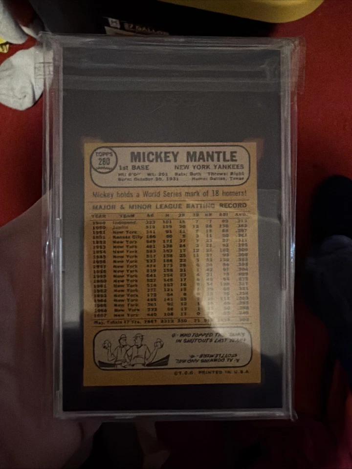 1968 Topps Mickey Mantle #280 SGC 4 Foto 2 de 2