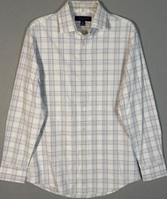 NWOT Mizzen Main Leeward Performance Shirt Mens M White Plaid Trim Fit Dress
