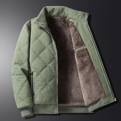 Men Thick Warm Winter Jackets Solid Color Coats Casual Stand Men's Clothing Top
