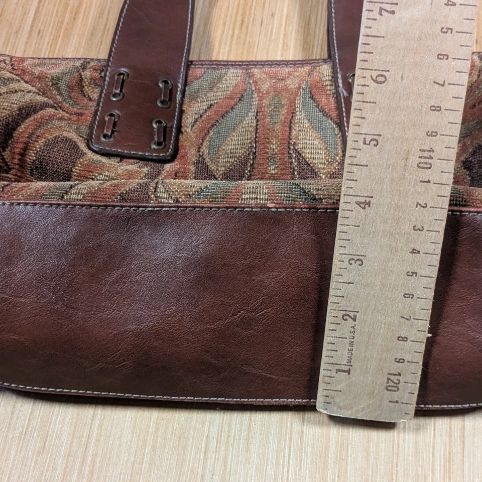 Relic Brown Tapestry Fabric Satchel Handbag Purse Floral Print Travel Bag - Image 3 of 4