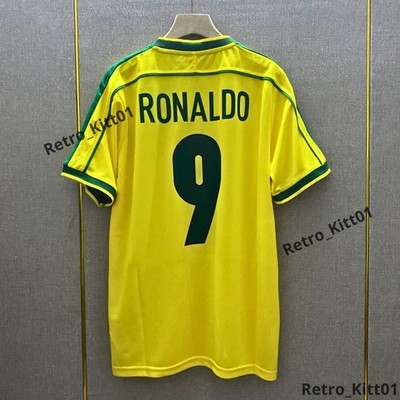 【42-20】1998年ブラジル代表リイシュー　ユニフォーム　#9RONALDO s-l400.jpg