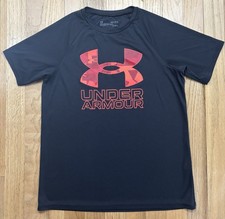 Boys Under Armour Short Sleeve Heat Gear Sz Medium Black