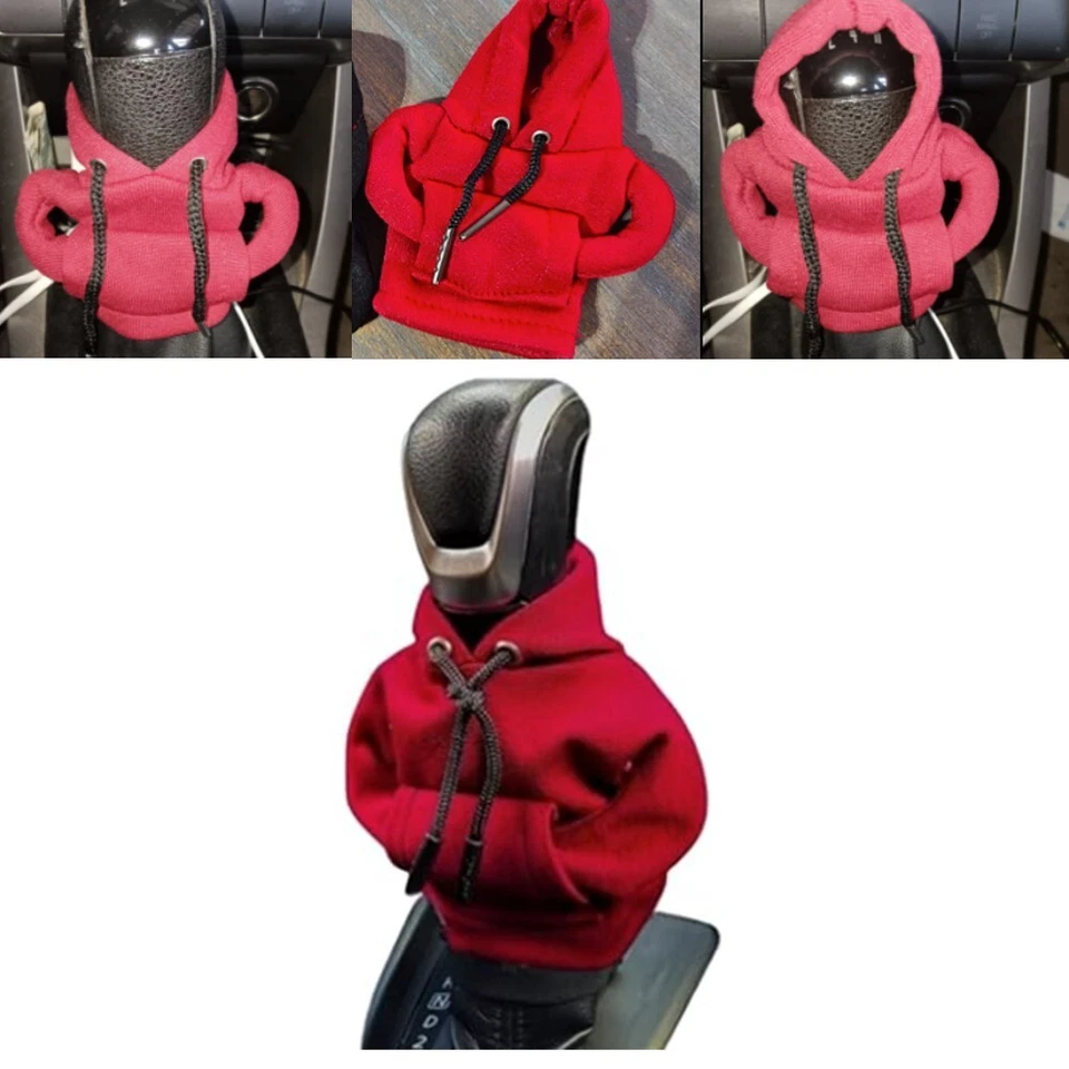 1PC Car Shift Knob Sweater Gear Shift Hoodie Gear Level Red Trim Protector Cover — 第 4/4 张图片