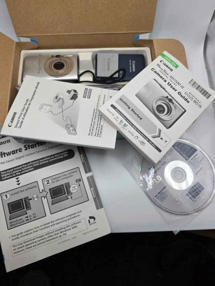 Canon PowerShot SD1100 IS DigitalCamera ELPH 8.0 MP Complete in Box MINT! (B14) - Image 3 of 4