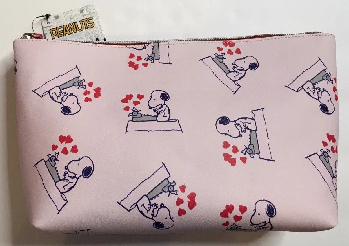 PEANUTS SNOOPY HEARTS 💕 LOVE WOMENS MAKE-UP BAG TRAVEL TOILETRIES NWT