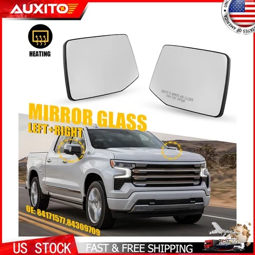 Pair LH RH Mirror Glass Fits 2019-2023 Chevrolet Silverado 1500 GMC Sierra 1500