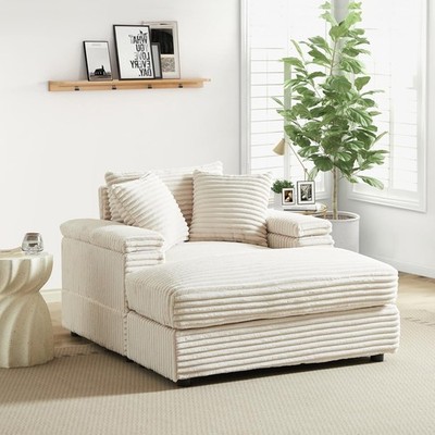 Oversized Chaise Lounge Chair Indoor 60 Inch Upholstered Sofa Bed W/ Armrests