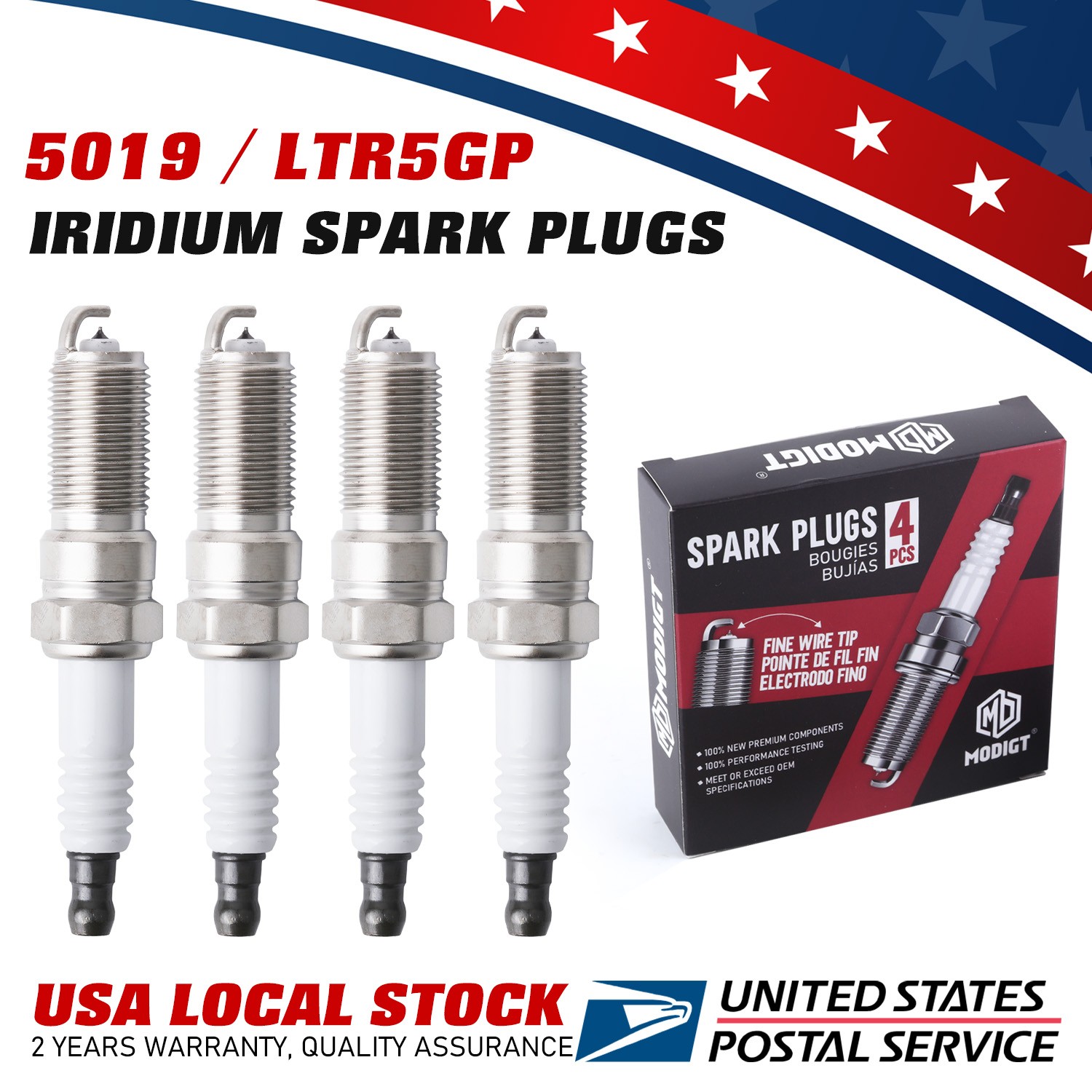 4Pcs Fit NGK LTR5GP 5019 Iridium Spark Plugs for 2014 LT1 L83 L86 L84 L87 LT4