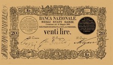 Italy - Lire 20 National Bank in the Sardinian States (Reproduction)
