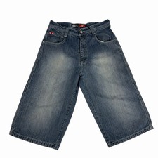 Vintage Southpole Jean Shorts Size 32 Baggy Skate Red Tab Distressed Jorts Y2K