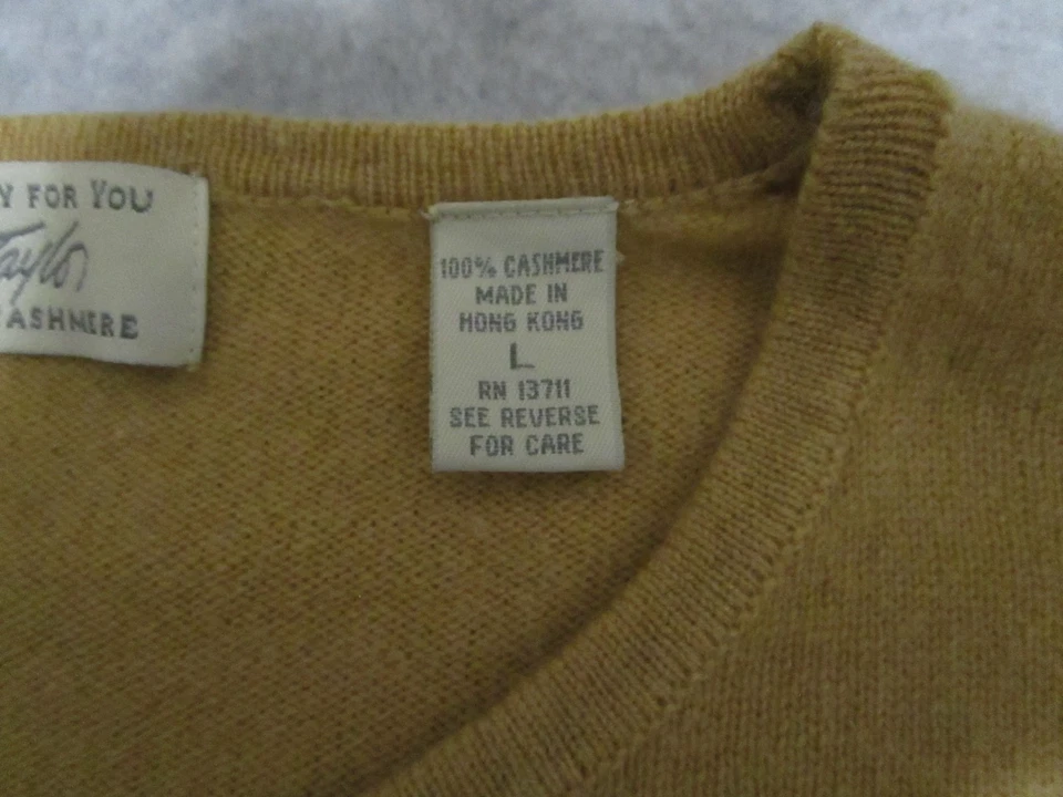 Lord & Taylor Sweater Womens Large Tan 100% Cashmere Two Ply Crewneck - Image 4 of 4