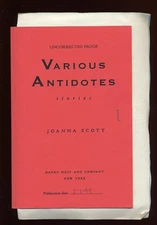 Joanna SCOTT / Various Antidotes Uncorrected Proof 1st 1994