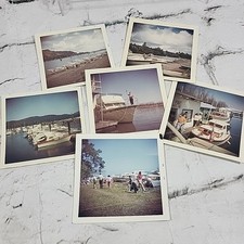 Vintage Snapshots Photographs Lot Of 6 Boating Harbor Marina Nautical People